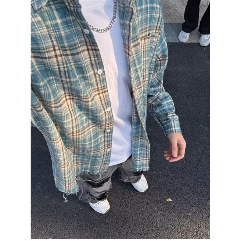 网络图现货！cleanfit格子衬衫高级设计感小众情侣衬衣RC274-P55,男装衬衫,星座1005-6