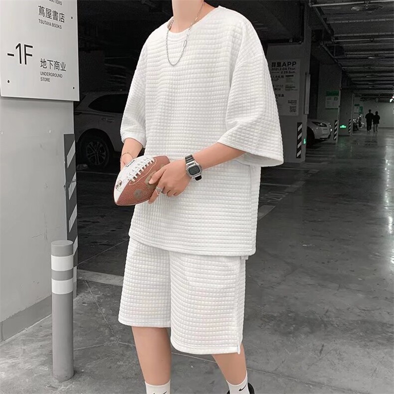 男潮流休闲套装宽松套装运动套装华夫格套装TZ8604P40,男装休闲套装,星座1116-2