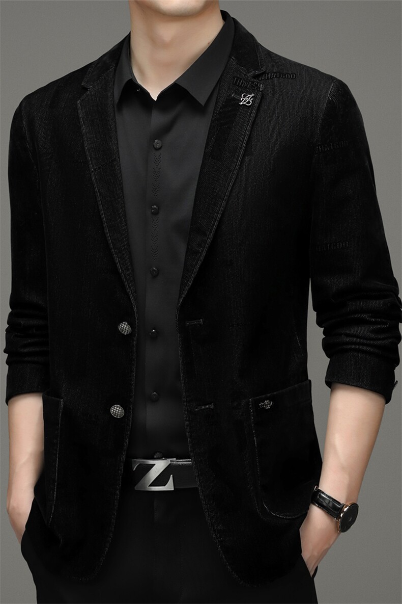2023春秋新款男士高档修身绒布时尚西装潮流外套JZL607-P205,男装西服,星座1105-3