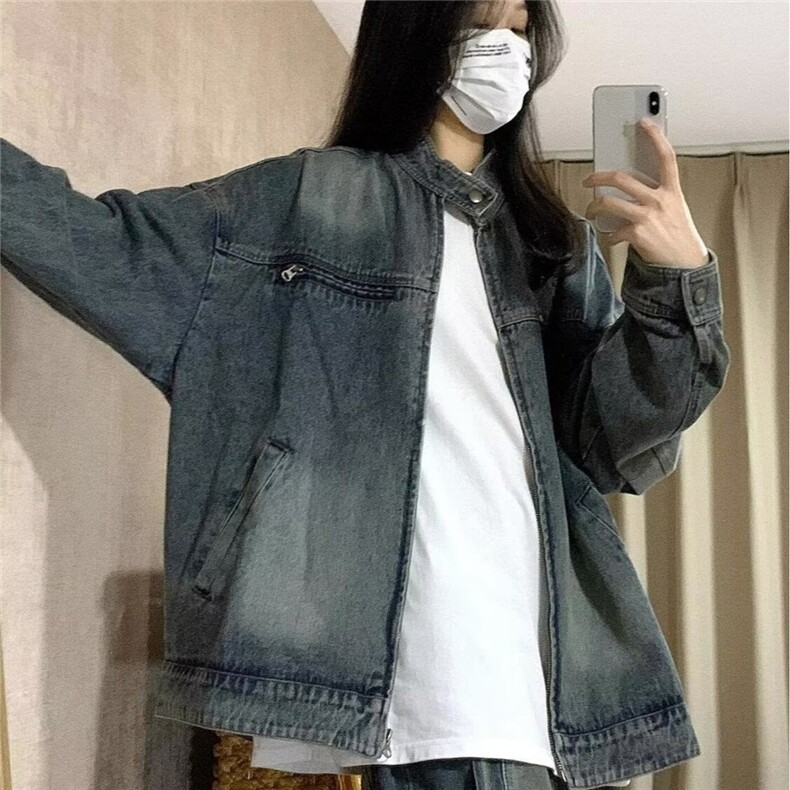 美式复古牛仔外套新款韩系宽松设计感小众立领夹克JY8088-P45,男装工装外套,星座208-5