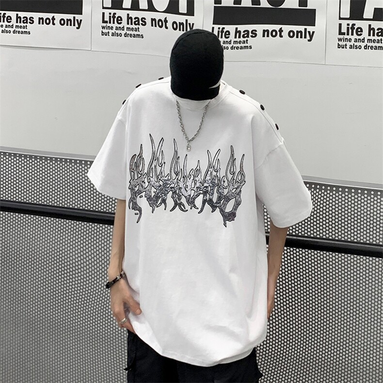 B239-1267-P38火焰个性印花夏季重磅短袖T恤男落肩袖体恤半袖,男装T恤,星座514-2(原B239)