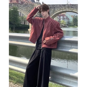铆钉磨砂纹理皮衣日系文艺时尚慵懒潮流新款百搭简约气质JS568