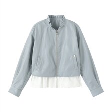 【现货现货】2026春装新款皮衣短外套蕾丝拼接B101-2683-P155K248，女装皮衣，浙宝101