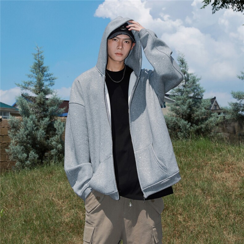 2025港风重磅320克华棉满天星情侣连帽开衫卫衣男KS77864特P68控,男装卫衣,星座227-7
