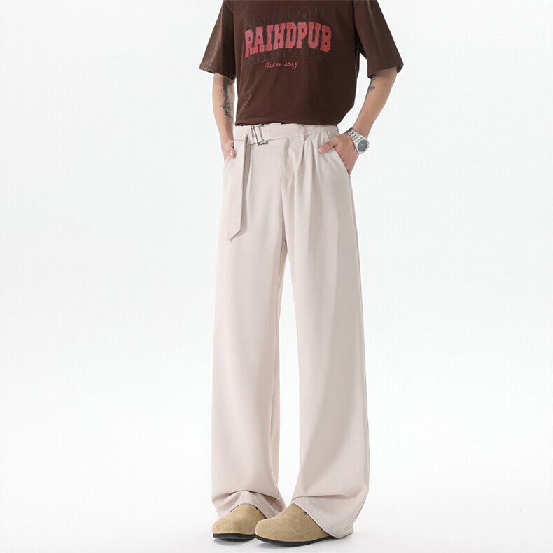 8XL-M垂坠感冰丝西裤大码凉感裤子腰带直筒长裤休闲裤KZ1958/P55,男装休闲裤,电商B238
