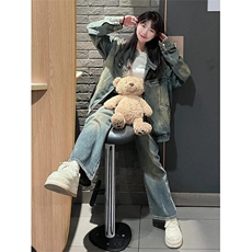 美式复古水洗牛仔外套女春秋新款设计感宽松夹克上衣LAJK055-P68，男装工装外套，星座1008
