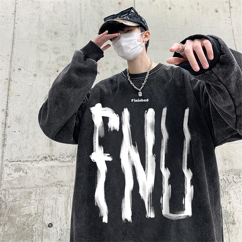 直播品质500克重磅美式做旧水洗卫衣H1313-常规特P45-加绒特P55,男装卫衣,电商A486