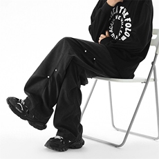 春季新款Q2485-TP2539打褶直筒裤青少年雪花绒百搭休闲长裤，男装休闲裤，电商A102