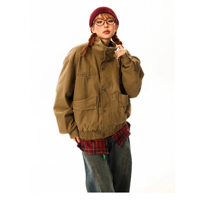 美式复古巴恩风工装夹克男女宽松百搭立领哈灵顿外套SW645P73,男装夹克,星座1112-1