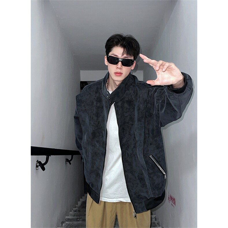 现货春季抖音得物高品质扎染PU皮衣立领雾面皮夹克外套男，男装夹克，星座301D-2(原星座1004-1）