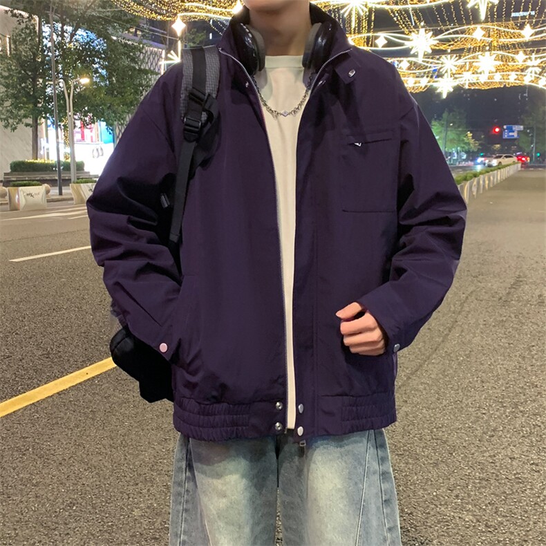 美式复古春季立领棒球服防水休闲夹克工装外套男A406 JK3505 P75图片