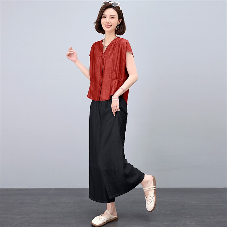 大方得体穿搭一整套2025新款套装女夏季洋气减龄显瘦阔腿裤两件套,女装套装/套裙,阿丹