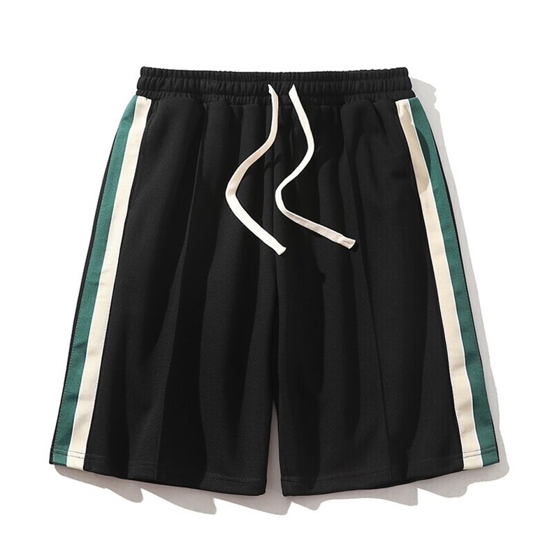 DK009-特P35微弹抽绳短裤侧边条纹针织带休闲短裤直筒宽松，男装牛仔裤，电商D310B