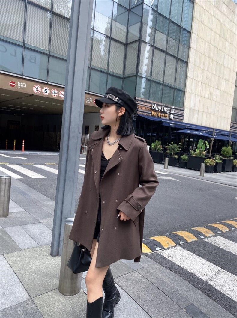 【现货】2021秋季新款风衣精纺TR面料时尚不挑人，女装风衣，蓝典