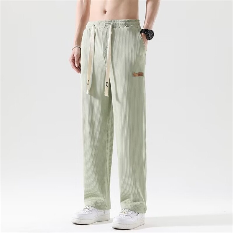 oversize冰丝垂感裤子男薄款夏季潮牌宽松大码直筒阔腿休闲长裤男,男装休闲裤,星座1013
