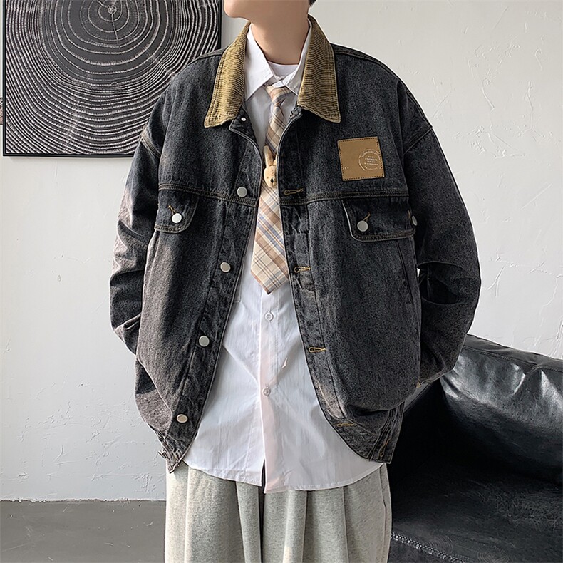 春装新款拼接灯芯绒潮流ins宽松韩版上衣百搭工装夹克W434-P62,男装夹克,星座512-2