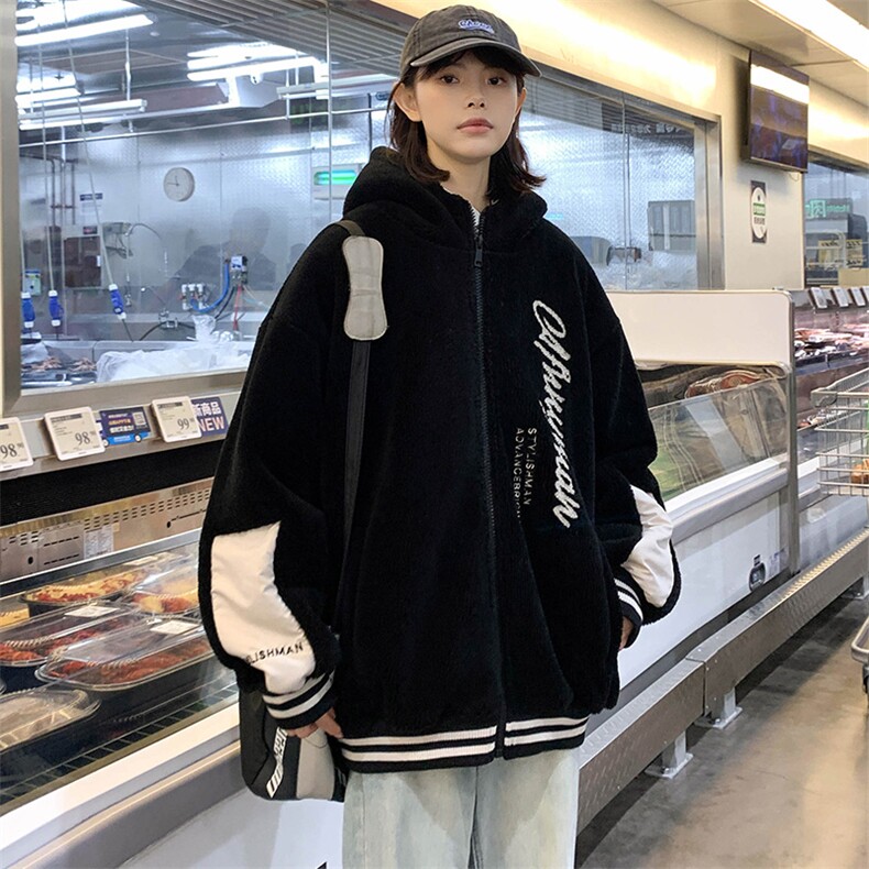 2024冬上新加绒加厚时尚棉衣羊羔绒连帽外套男女 989-P110控价158图片