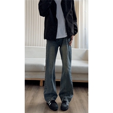 春季牛仔裤男高街vibe裤子情侣潮牌工装复古微喇直筒裤L21422-P45，男装牛仔裤，星座1008
