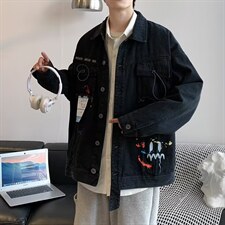 男秋季外套潮牌街头牛仔夹克笑脸R005P75，男装夹克，星座1116-2