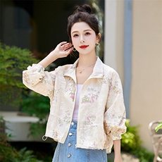 现货新款清凉休闲新中式刺绣薄款防晒女春夏季气质长袖上衣外套，女装防晒衣，美静678