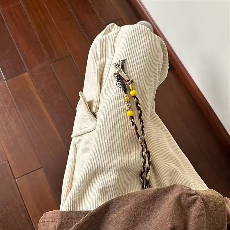 美式复古多口袋工装裤男秋季潮牌小众宽松灯芯绒阔腿裤A7788-p45图片