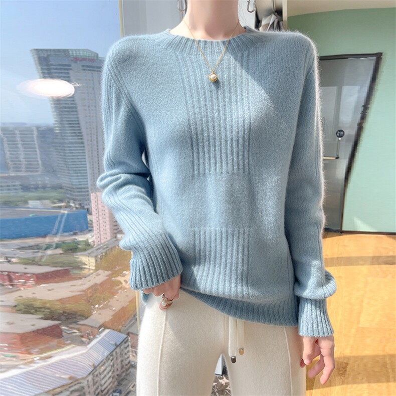 时尚百搭女士羊毛衫半高领纯色休闲毛衣显瘦保暖长袖针织衫,女装羊毛衫,暮绒羊羊绒