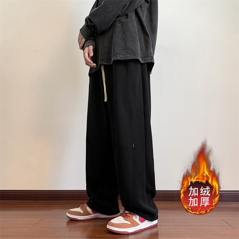 主推款秋冬季宽松直筒运动休闲卫裤大码A017K601P55加绒P65,男装休闲裤,电商A017