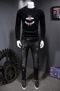 3561 冬季新款加厚保暖蜜蜂刺绣休闲蚕丝羊绒毛衫水貂绒（长图片