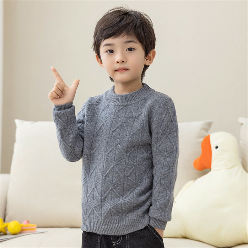 时尚百搭儿童羊毛衫男女童通用简约圆领设计舒适保暖春秋冬，童装儿童羊毛衫，冰晶童装