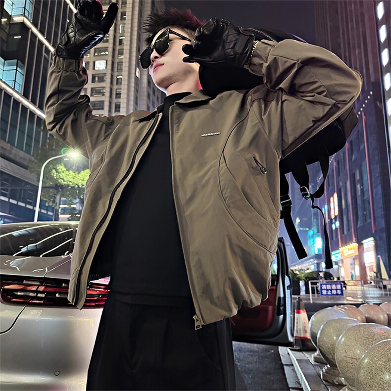 BK05/P108控155春季镂空小金属字母翻领夹克外套男豆绿首1,男装夹克,星座305B