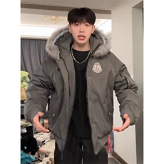 深灰色毛领羽绒棉服男冬季加厚情侣高级感痞帅外套连帽工装派克服，男装棉衣，四季星座505