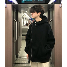 抖音得物品质26春装美式重磅结构斜拉链高领连帽卫衣开衫外套W61，女装短外套，电商A486