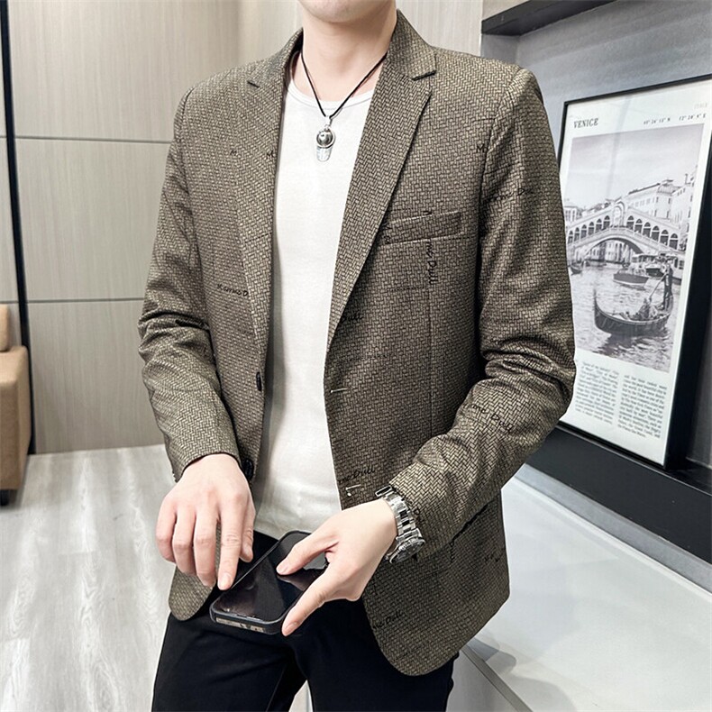 春秋帅气休闲韩版修身提花男士小西服两扣西服XZ613B-5316-P70,男装西服,星座613B