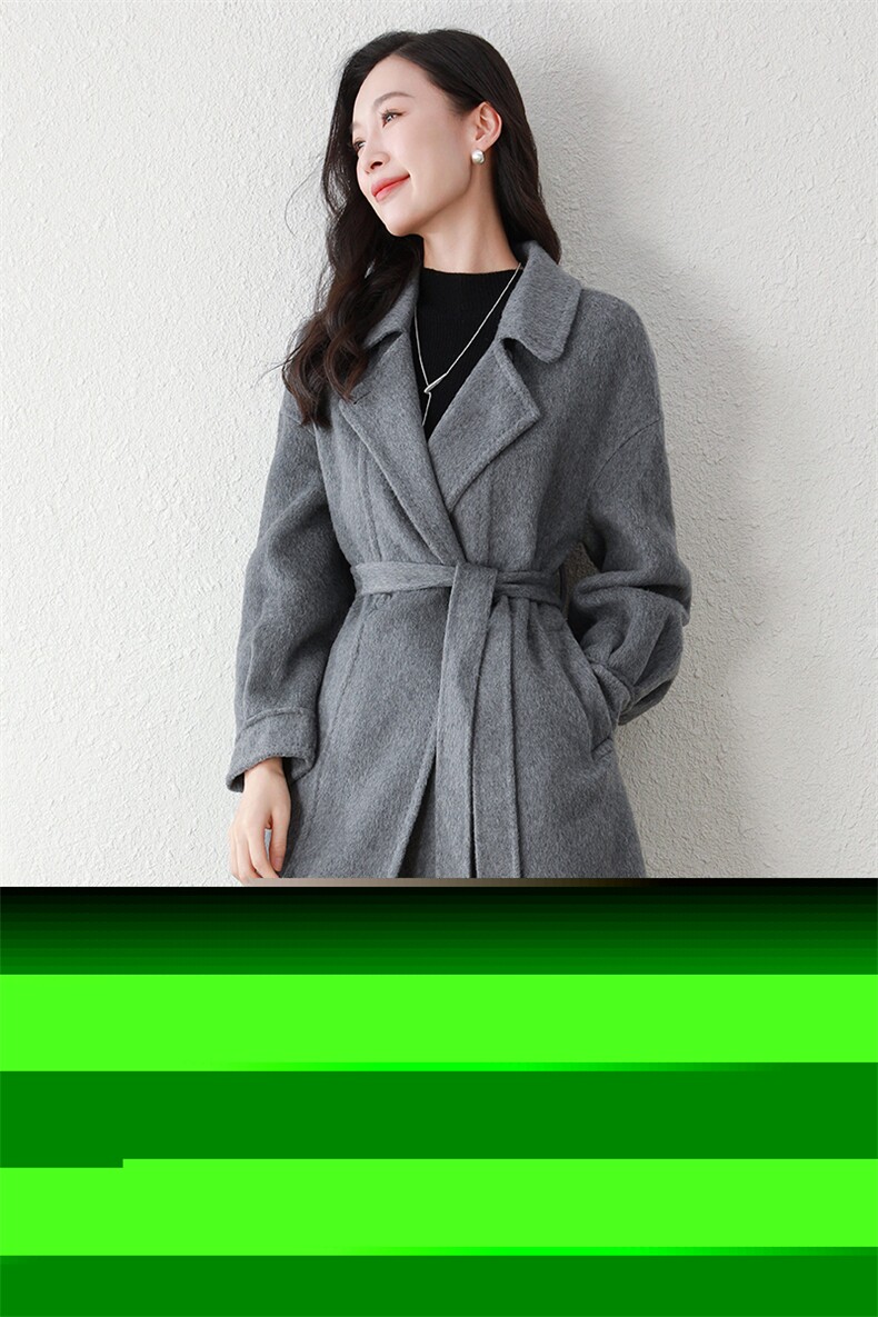秋冬新款韩版高端时尚双排扣翻领双面羊毛大衣女修身显瘦气质外套,女装双面呢大衣,阿舍尔精品