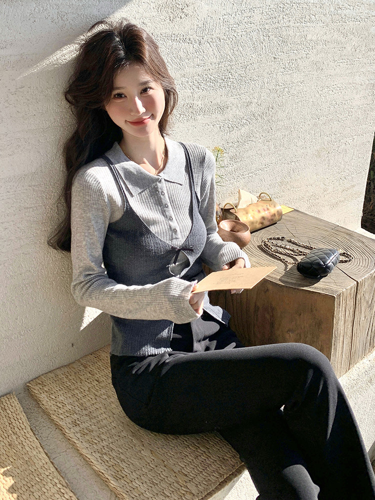 瑞芳11D091春装新款假两件T恤背心8443P105K148,女装T恤,3200格调