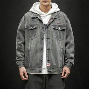 男士牛仔春秋青少年休闲时尚潮流宽松夹克衫外套DF64T