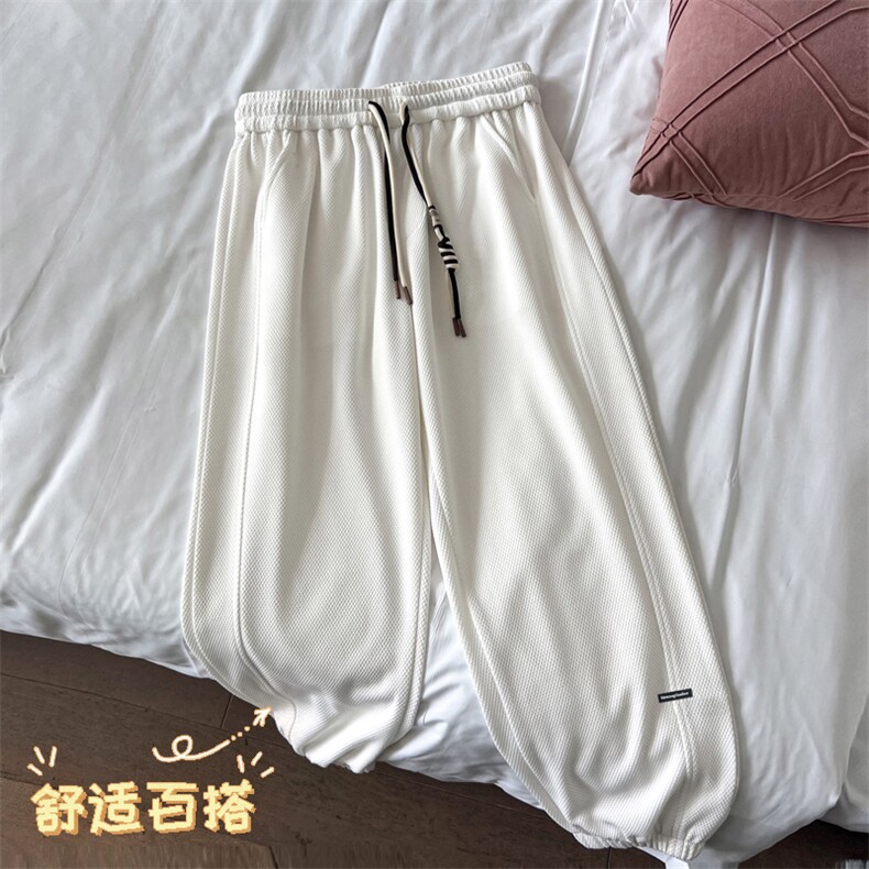 休闲百搭束脚华夫格长裤宽松直筒K922-特批32,男装休闲裤,星座718-1