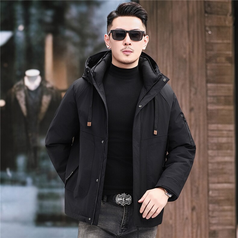 2025新款冬季短款90绒子白鸭绒羽绒服外套中年男装加厚羽绒服夹克图片