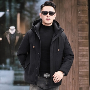 2025新款冬季短款90绒子白鸭绒羽绒服外套中年男装加厚羽绒服夹克图片