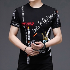 W90235钱塘2020-3夏季纯双丝光男士印花高端短袖T恤P125，男装T恤，钱塘207-3
