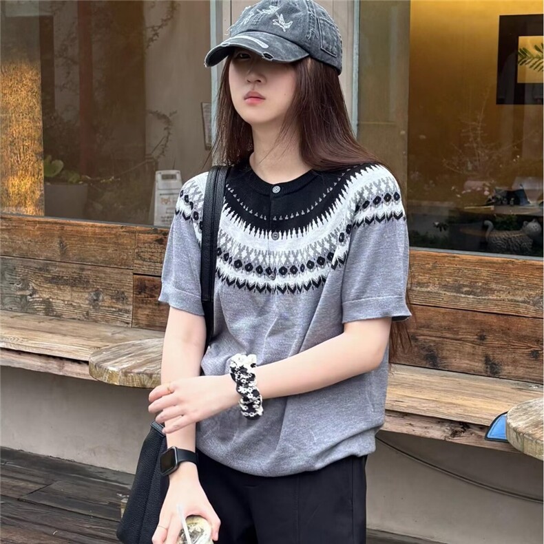 夏季新款民族风彩绘印花休闲短袖潮牌设计感个性百搭圆领T恤,男装T恤,星座1210-1