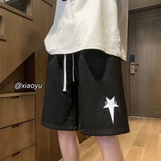 XZ616夏季新款麂皮绒印花下坠星星短裤休闲五分裤TY859P35控48，男装牛仔裤，星座512A（原616）