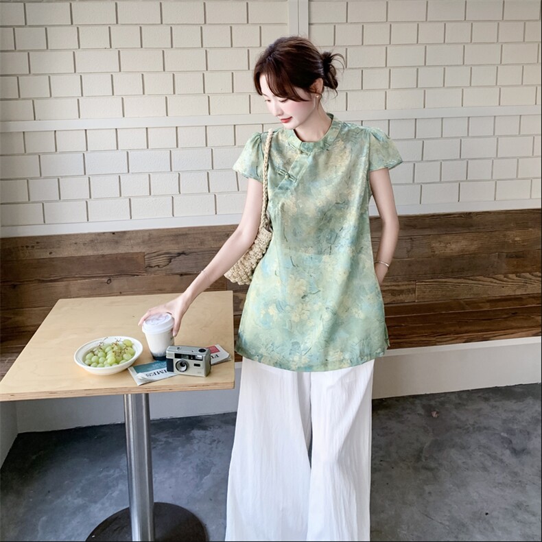 2026年夏季复古风两件套宽松型印花透气时尚潮流,女装套装/套裙,秀美人生