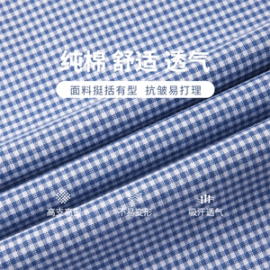 新款春秋潮流男士全棉细格衬衫长袖免烫青年帅气格子易打理衬衣男图片