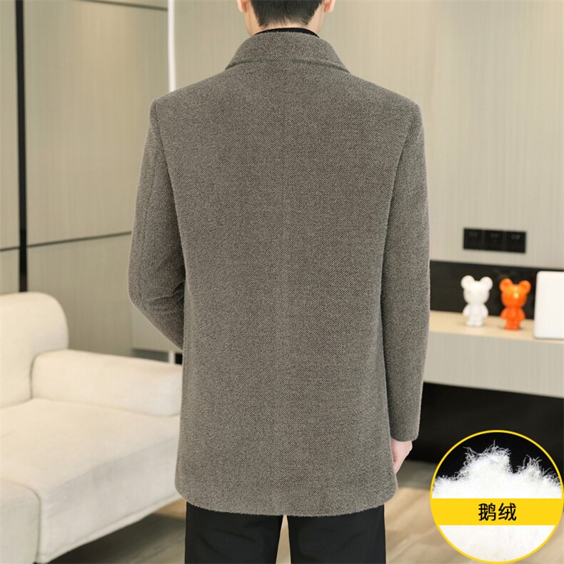 标90鹅绒毛呢外套鹅绒内胆中长款男加厚羽绒大衣310B-3-D227,女装短外套,星座310B-3