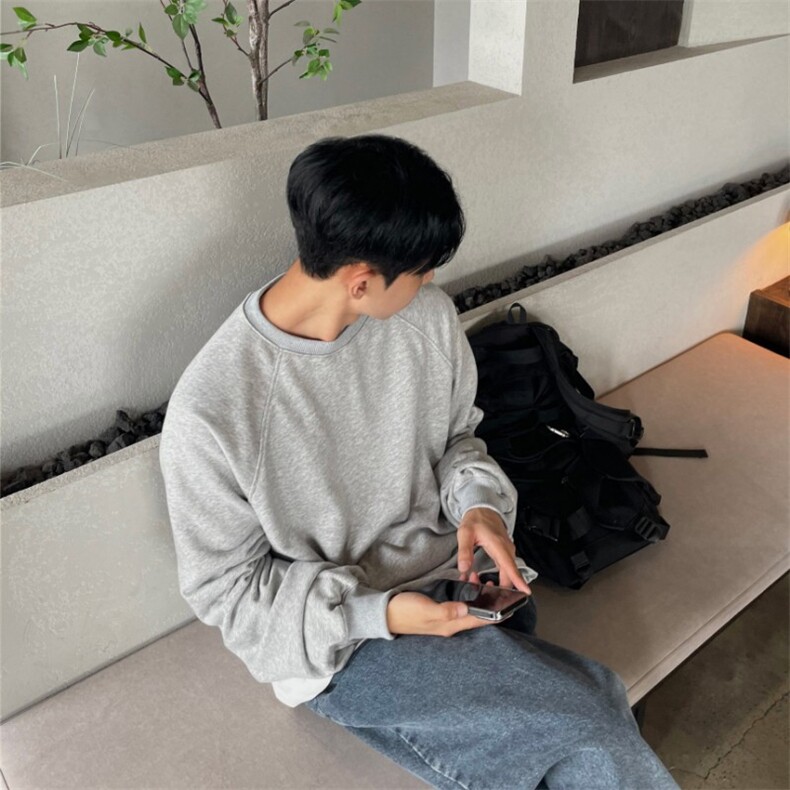 816B-WY019-P45韩纯色打底卫衣百搭简约cleanfit,男装卫衣,星座816B
