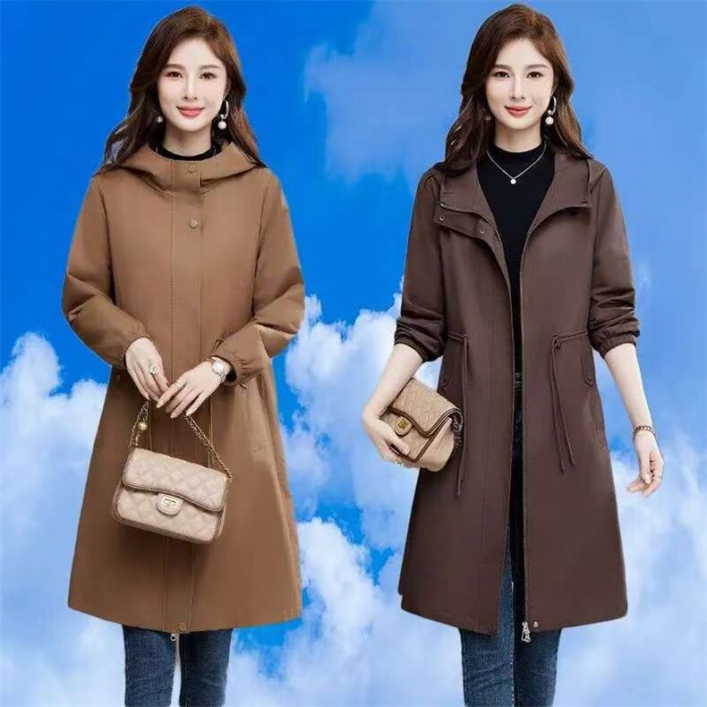 妈妈秋装外套洋气2025新款阔太太时尚风衣女中老年人春秋薄款大衣,女装大码女装,娇莉