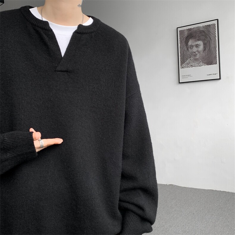 8XL-M高品质V领毛衣大码针织时尚外套慵懒风纯色打底衫MY1508/P68,男装针织衫/毛衣,电商B238