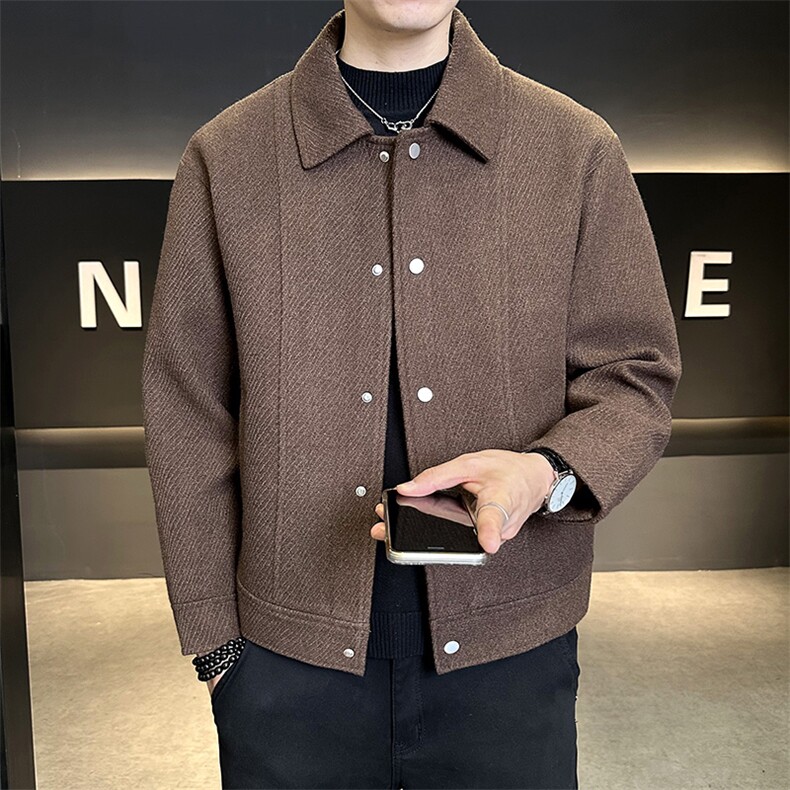 秋冬新款含羊毛毛呢外套呢子夹克男纯色短款呢料B321-2559-P140,男装夹克,电商B321-1