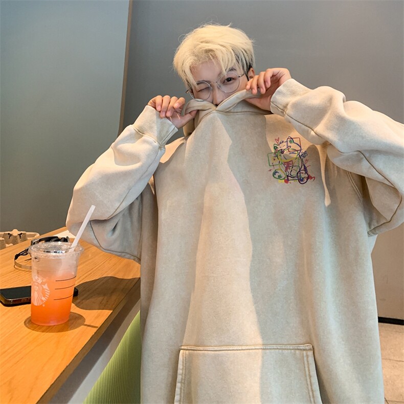 美式潮牌重磅水洗做旧连帽卫衣力推大码男XZ517A-2-Y7741-P68,男装卫衣,星座517A-2
